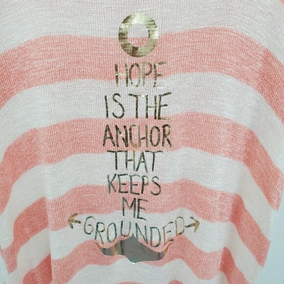 Maurices 1X 14/16 Plus Pink White Striped Nautical Anchor Graphic Tee Stretch - Picture 8 of 16